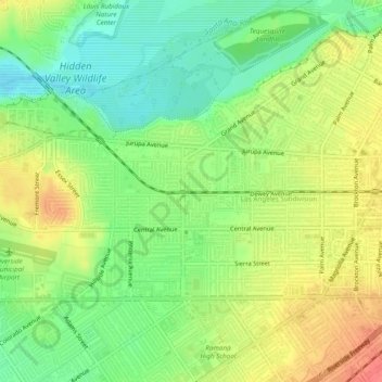 Mapa topográfico Magnolia Avenue, altitude, relevo