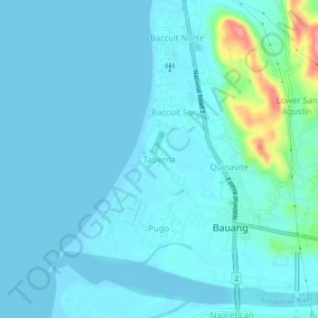 Mapa topográfico Taberna, altitude, relevo