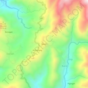 Mapa topográfico Busok, altitude, relevo