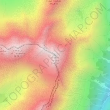 Mapa topográfico Monte Torena, altitude, relevo