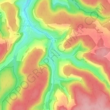 Mapa topográfico Santenoge, altitude, relevo
