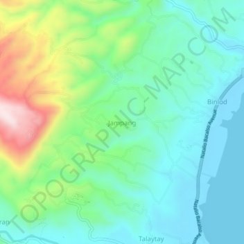 Mapa topográfico Jampang, altitude, relevo