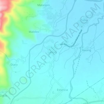 Mapa topográfico Labnig, altitude, relevo