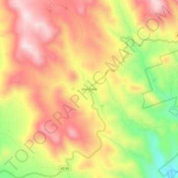 Mapa topográfico Glen Oaks, altitude, relevo