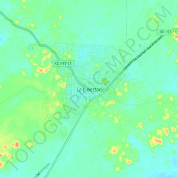 Mapa topográfico La Libertad, altitude, relevo