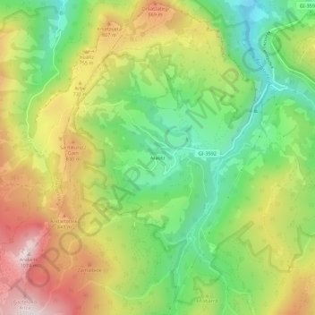 Mapa topográfico Araotz, altitude, relevo
