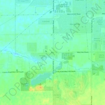 Mapa topográfico Alto, altitude, relevo