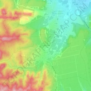 Mapa topográfico Chante-Grillet, altitude, relevo