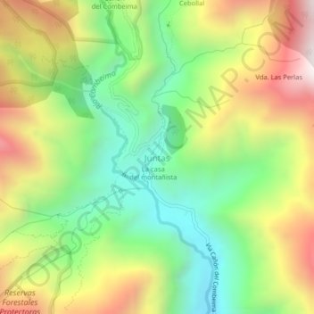 Mapa topográfico Juntas, altitude, relevo