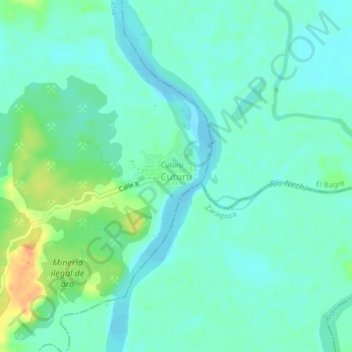 Mapa topográfico Cuturú, altitude, relevo