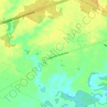 Mapa topográfico Langford, altitude, relevo