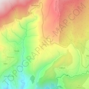 Mapa topográfico Picão, altitude, relevo