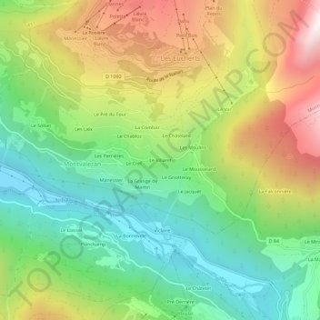 Mapa topográfico Le Villaret, altitude, relevo