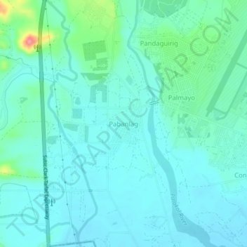 Mapa topográfico Pabanlag, altitude, relevo