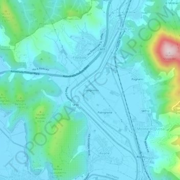 Mapa topográfico Colognole, altitude, relevo