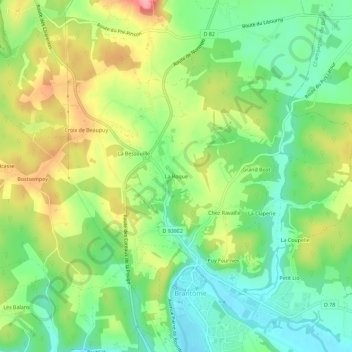 Mapa topográfico La Roque, altitude, relevo
