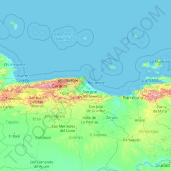 Mapa topográfico Palma Sola, altitude, relevo
