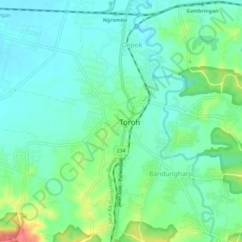 Mapa topográfico Sindurejo, altitude, relevo