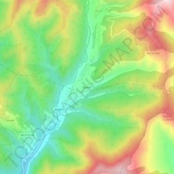 Mapa topográfico Esposa, altitude, relevo
