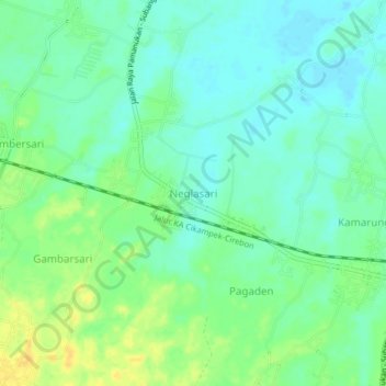 Mapa topográfico Neglasari, altitude, relevo