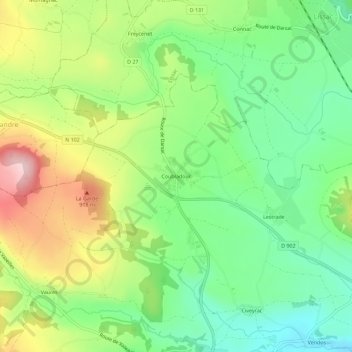 Mapa topográfico Coubladour, altitude, relevo