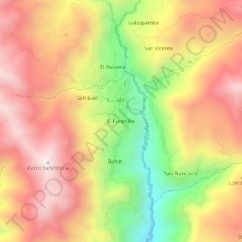 Mapa topográfico El Panecillo, altitude, relevo
