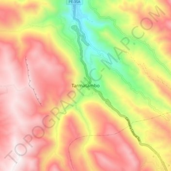 Mapa topográfico Tarmatambo, altitude, relevo