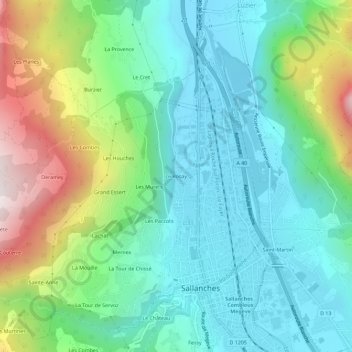Mapa topográfico Le Rosay, altitude, relevo