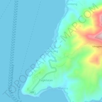 Mapa topográfico Mabacong, altitude, relevo