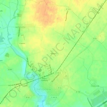 Mapa topográfico Mesliers, altitude, relevo