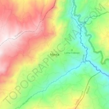 Mapa topográfico Manta, altitude, relevo