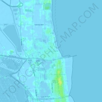 Mapa topográfico Porto Garibaldi, altitude, relevo