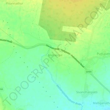 Mapa topográfico Mattangal, altitude, relevo