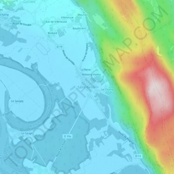 Mapa topográfico Saint-Benoît, altitude, relevo