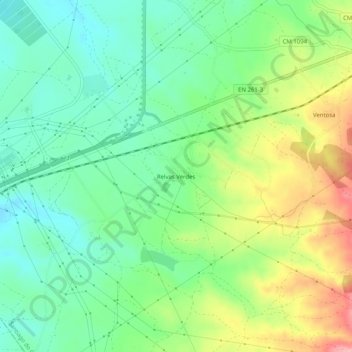 Mapa topográfico Relvas Verdes, altitude, relevo