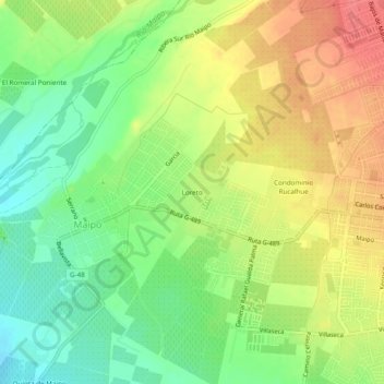 Mapa topográfico Loreto, altitude, relevo