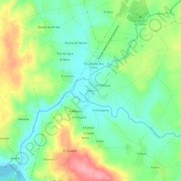 Mapa topográfico Castriz, altitude, relevo