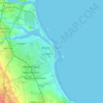 Mapa topográfico Blyth, altitude, relevo