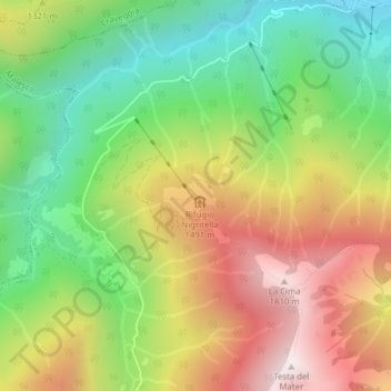 Mapa topográfico Alpe Cortino, altitude, relevo