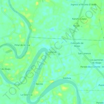 Mapa topográfico Limonal, altitude, relevo