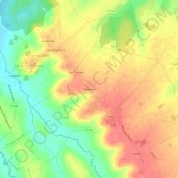 Mapa topográfico Rimenoux, altitude, relevo