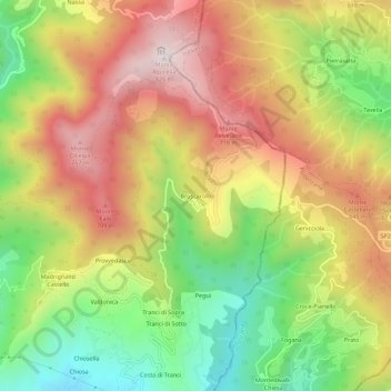 Mapa topográfico Bruscarolo, altitude, relevo