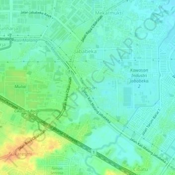 Mapa topográfico Pasirsari, altitude, relevo