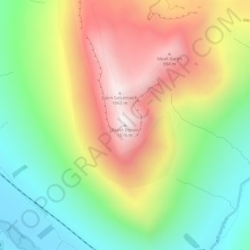 Mapa topográfico Beinn Dorain, altitude, relevo