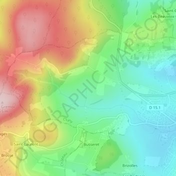 Mapa topográfico La Framboise, altitude, relevo