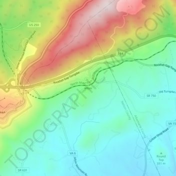 Mapa topográfico Afton, altitude, relevo
