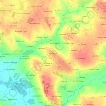 Mapa topográfico Les Genets, altitude, relevo