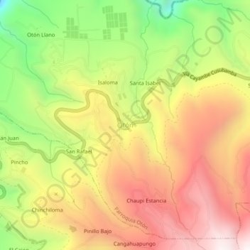 Mapa topográfico Otón, altitude, relevo