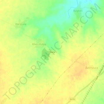 Mapa topográfico Tharla, altitude, relevo