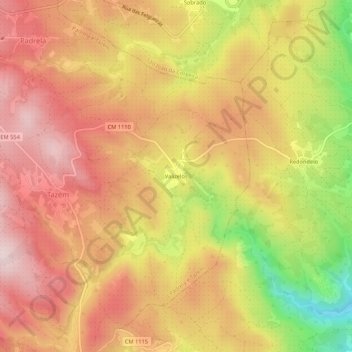 Mapa topográfico Valizelos, altitude, relevo